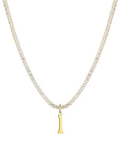 Adornia Gold Crystal Initial Charm Tennis Necklace