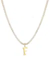 Adornia Gold Crystal Initial Charm Tennis Necklace