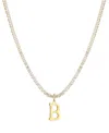 Adornia Gold Crystal Initial Charm Tennis Necklace