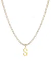 Adornia Gold Crystal Initial Charm Tennis Necklace