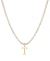 Adornia Gold Crystal Initial Charm Tennis Necklace