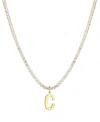 Adornia Gold Crystal Initial Charm Tennis Necklace