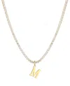 Adornia Gold Crystal Initial Charm Tennis Necklace