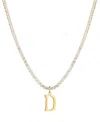 Adornia Gold Crystal Initial Charm Tennis Necklace