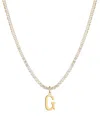 Adornia Gold Crystal Initial Charm Tennis Necklace