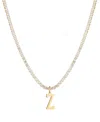 Adornia Gold Crystal Initial Charm Tennis Necklace