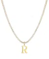 Adornia Gold Crystal Initial Charm Tennis Necklace