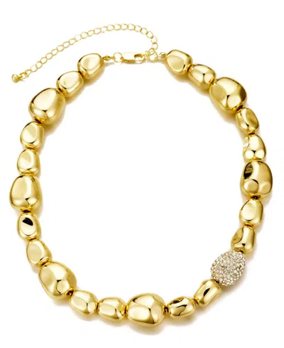ADORNIA GOLD PLATED CRYSTAL PEBBLED GOLD NECKLACE