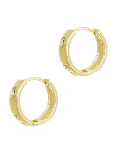Adornia 14k Plated Cz-dotted Hoop Earrings In Gold