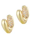 Adornia 14k Plated Cz Double Band Hoop Huggie Earrings In Gold