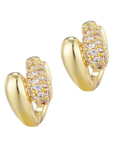 ADORNIA GOLD PLATED CUBIC ZIRCONIA DOUBLE BAND HOOP HUGGIE EARRINGS
