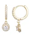 Adornia Gold Cubic Zirconia Halo Drop Huggie Hoop Earrings In Gold