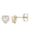 Adornia 14k Plated Cz Heart Halo Stud Earrings In Gold