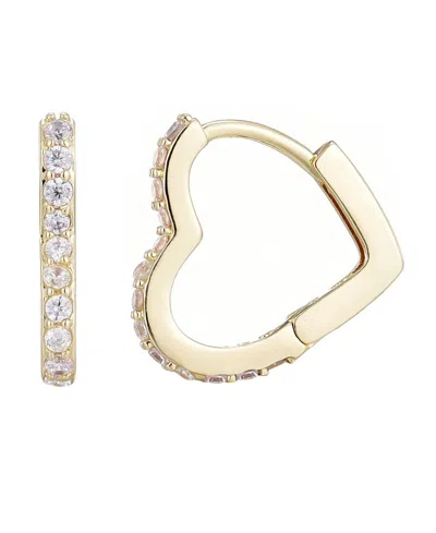 ADORNIA GOLD PLATED CUBIC ZIRCONIA HEART HOOP EARRINGS