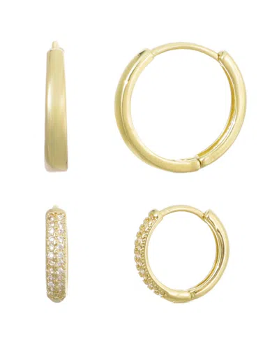 Adornia Gold Cubic Zirconia Hoop Earring 2-piece Set