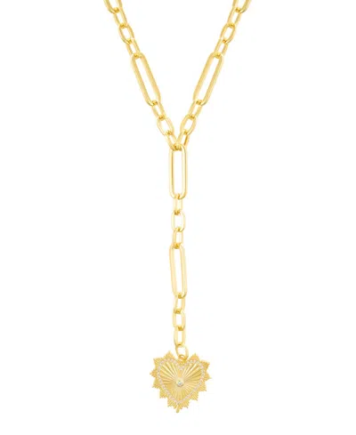 Adornia Gold Cubic Zirconia Jagged Heart Mixed Link Y-necklace