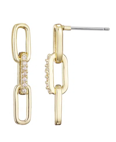 ADORNIA GOLD CUBIC ZIRCONIA MINI PAPERCLIP DROP EARRINGS