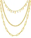 Adornia Set Of 3 Paperclip Chain Necklaces In Gold