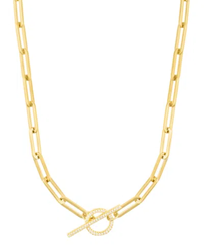 Adornia Gold Cubic Zirconia Paperclip Toggle Necklace In Letter P