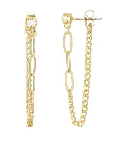 Adornia Gold Cubic Zirconia Paperclip Wrap Around Chain Earrings