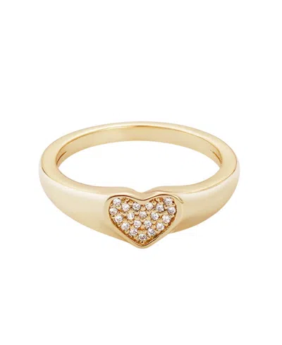 Adornia Cubic Zirconia Pave Heart Signet Pinky Ring In Gold