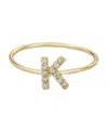 Adornia Gold Cubic Zirconia Pave Initial Ring A Sz 6 In Gold