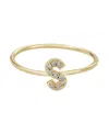 Adornia Gold Cubic Zirconia Pave Initial Ring A Sz 6