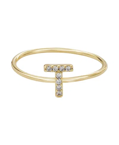 ADORNIA GOLD CUBIC ZIRCONIA PAVE INITIAL RING A SZ 6