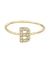 Adornia Gold Cubic Zirconia Pave Initial Ring A Sz 6