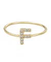 Adornia Gold Cubic Zirconia Pave Initial Ring A Sz 6 In Gold