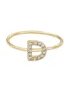 Adornia Gold Cubic Zirconia Pave Initial Ring A Sz 6 In Gold