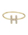 Adornia Gold Cubic Zirconia Pave Initial Ring A Sz 6