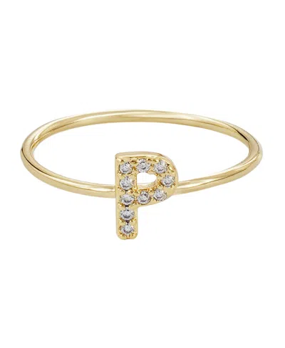 Adornia Gold Cubic Zirconia Pave Initial Ring A Sz 6