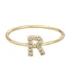 Adornia Gold Cubic Zirconia Pave Initial Ring A Sz 6 In Gold