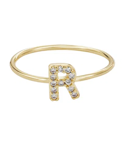 Adornia Gold Cubic Zirconia Pave Initial Ring A Sz 6