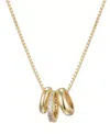 Adornia Gold Cubic Zirconia Three-ring Necklace In Blue