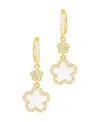 Adornia 14k Yellow Gold Plated White Cz Clover Earrings In White