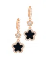 Adornia Gold Cubic Zirconia White Clover Earrings In Black