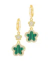 Adornia Gold Cubic Zirconia White Clover Earrings In Green