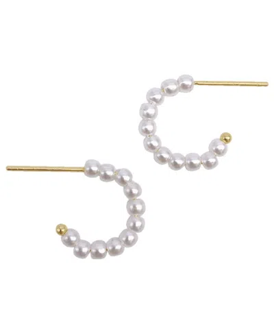 Adornia Gold Cultivated Pearl Huggie Hoops In White