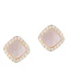 Adornia 14k Gold Plated Cushion-shaped Mother Of Pearl Cz Halo Stud Earrings