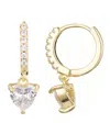 Adornia 14k Plated Cz Heart-shaped Huggie Hoop Earrings In Gold