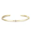 Adornia 14k Gold Plated Skinny Cuff With Cz Stone In Gold