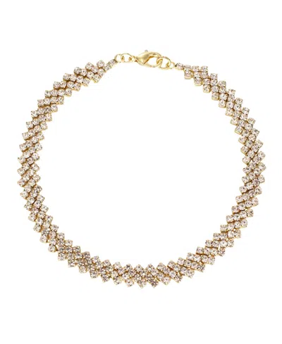 Adornia Gold Edgy Curb Crystal Chain Anklet