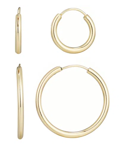 ADORNIA GOLD PLATED ENDLESS HOOP EARRINGS SET