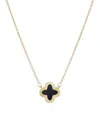 Adornia 14k Gold Plated Fluted Edge Black Clover Necklace