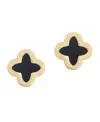 Adornia 14k Gold Plated Fluted Edge Black Clover Stud Earrings
