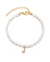 Adornia Gold Freshwater Cultivated Pearl Cubic Zirconia Letter Bracelet In White