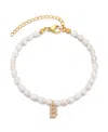 Adornia Gold Freshwater Cultivated Pearl Cubic Zirconia Letter Bracelet