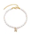 Adornia Gold Freshwater Cultivated Pearl Cubic Zirconia Letter Bracelet